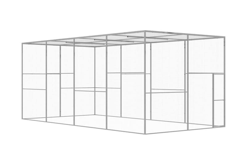 Kattbur 6x3x2,5 m galvaniserat stål - Silver - Möbler - Husdjursmöbler - Kattmöbler - Kattbur & kattväska