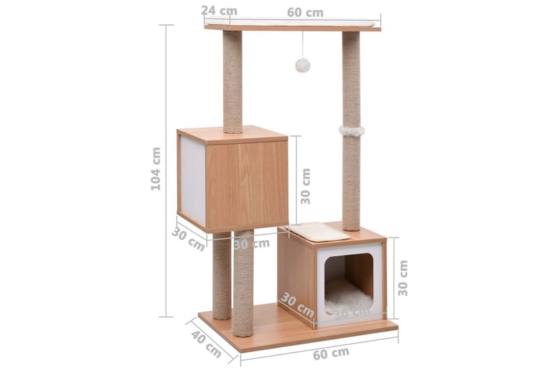 Klösträd med klösmatta i sisal 104 cm - Ljusbrun/Brun - Möbler - Husdjursmöbler - Kattmöbler - Klösträd & klösmöbler