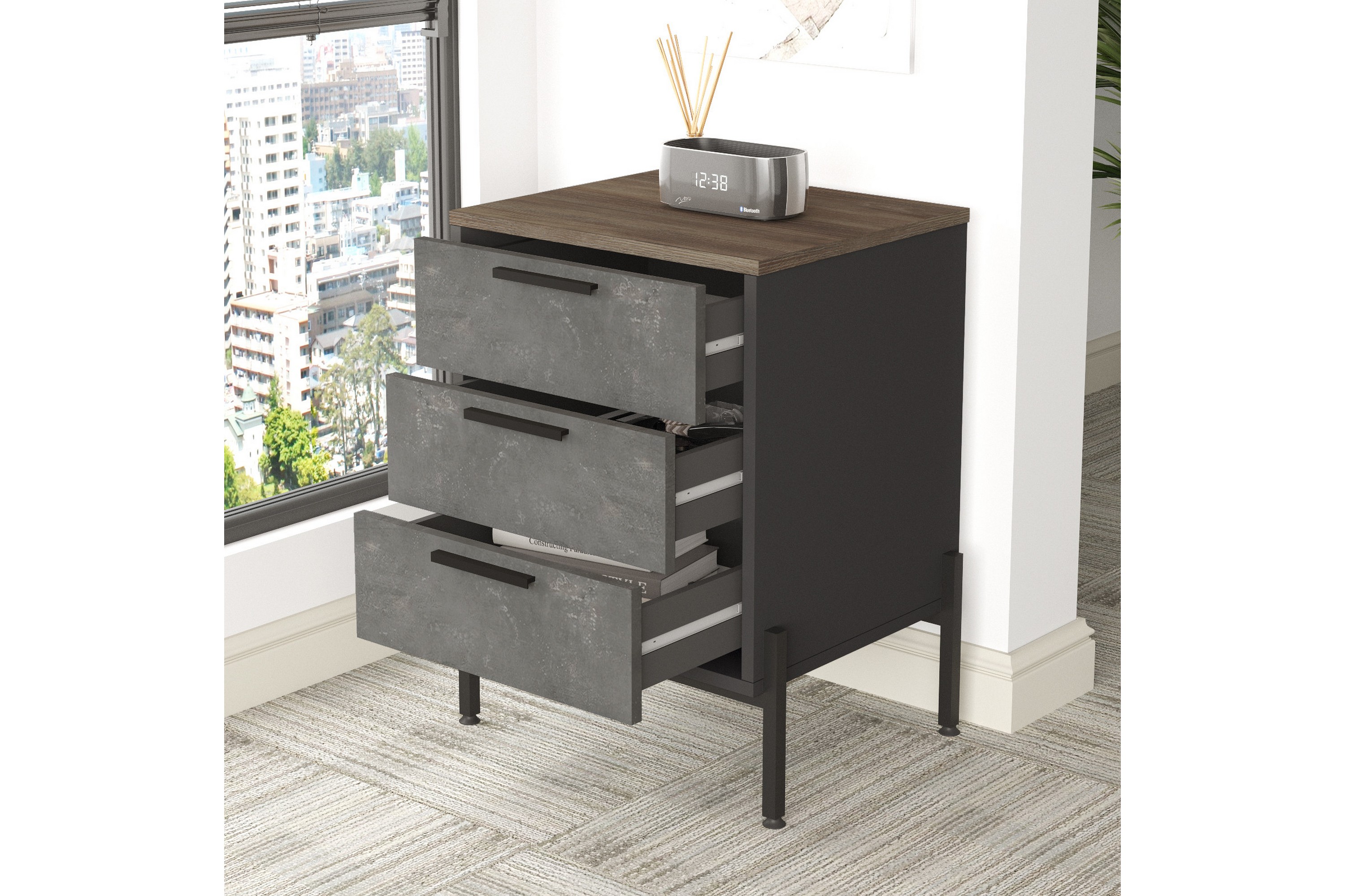 Bureau droit Terre de Nuit Bureau d'angle gaming en bois anthracite -  bu13030