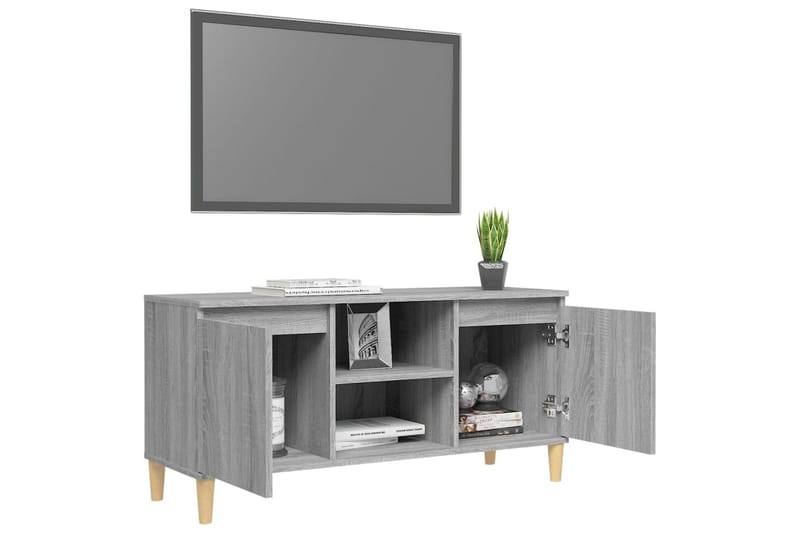 beBasic TV-bänk med massiva träben grå sonoma 103,5x35x50 cm - Grey - Möbler - TV- & Mediamöbler - TV bänk & mediabänk