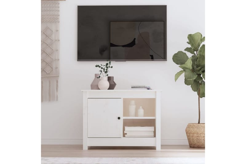 beBasic Tv-bänk vit 70x36,5x52 cm massiv furu - White - Möbler - TV- & Mediamöbler - TV bänk & mediabänk