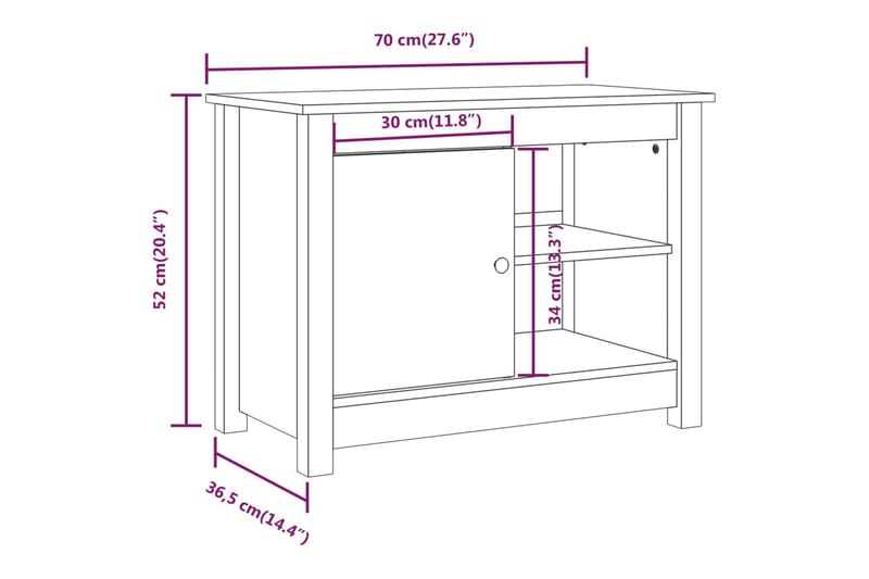 beBasic Tv-bänk vit 70x36,5x52 cm massiv furu - White - Möbler - TV- & Mediamöbler - TV bänk & mediabänk