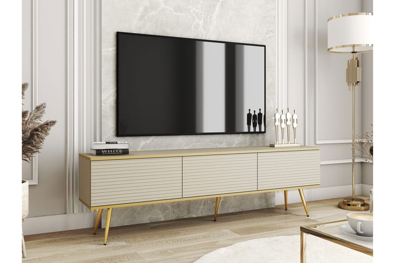 Edson Tv-bänk 175 cm - Beige/Guld - Möbler - TV- & Mediamöbler - TV bänk & mediabänk