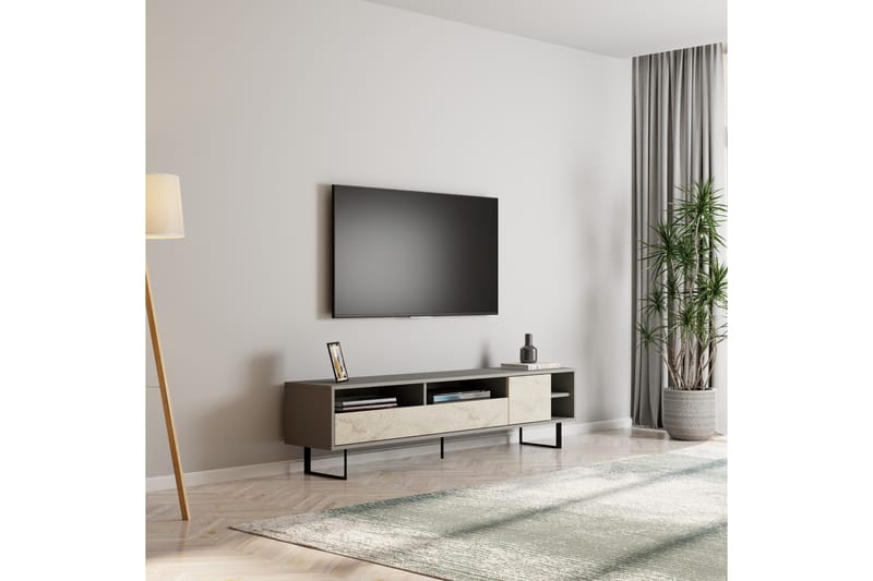 Gazali Tv-bänk 180 cm - Grå/Travertine - Möbler - TV- & Mediamöbler - TV bänk & mediabänk