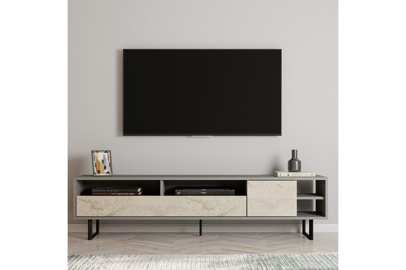 Gazali Tv-bänk 180 cm - Grå/Travertine - Möbler - TV- & Mediamöbler - TV bänk & mediabänk