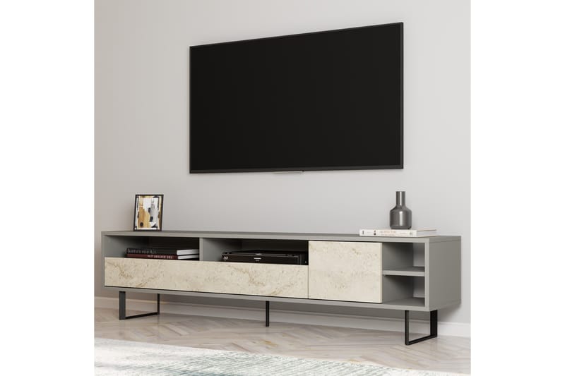 Gazali Tv-bänk 180 cm - Grå/Travertine - Möbler - TV- & Mediamöbler - TV bänk & mediabänk