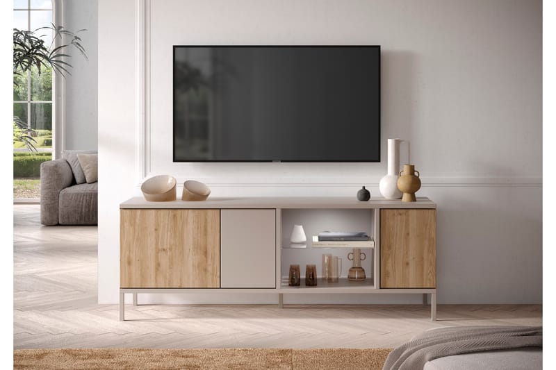 Gent Tv-bänk 160x43 cm - Grå/Brun - Möbler - TV- & Mediamöbler - TV bänk & mediabänk