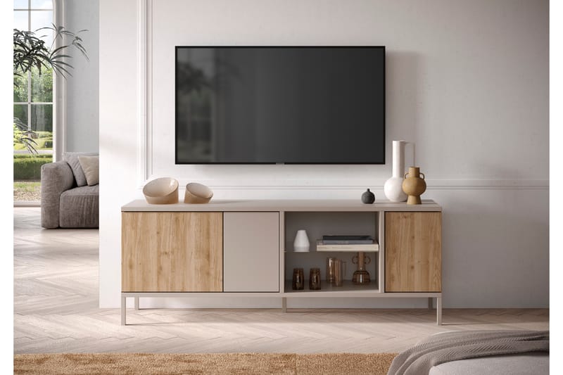 Gent Tv-bänk 160x43 cm - Grå/Brun - Möbler - TV- & Mediamöbler - TV bänk & mediabänk