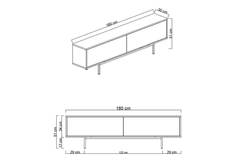 Germaine Tv-bänk 180 cm - Antracit/Vit/Silver - Möbler - TV- & Mediamöbler - TV bänk & mediabänk