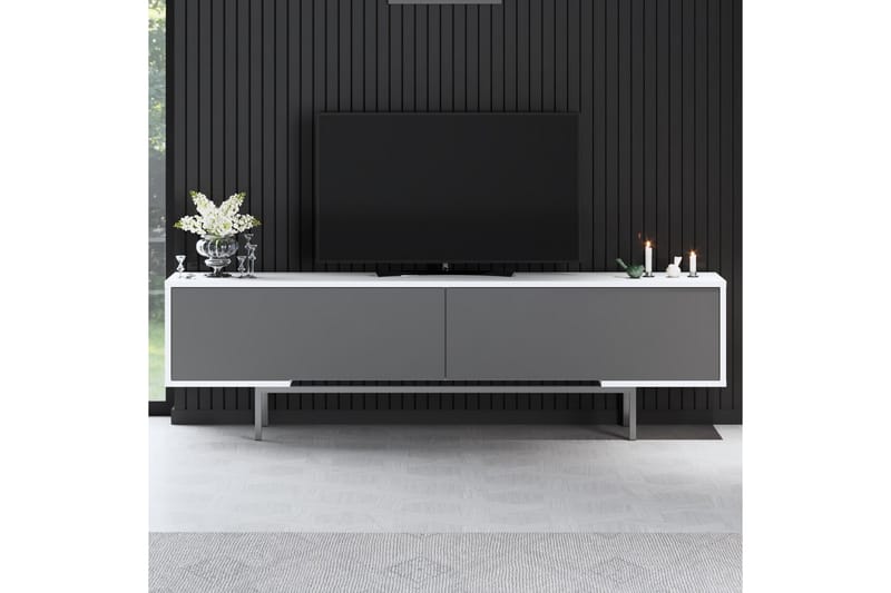 Germaine Tv-bänk 180 cm - Antracit/Vit/Silver - Möbler - TV- & Mediamöbler - TV bänk & mediabänk