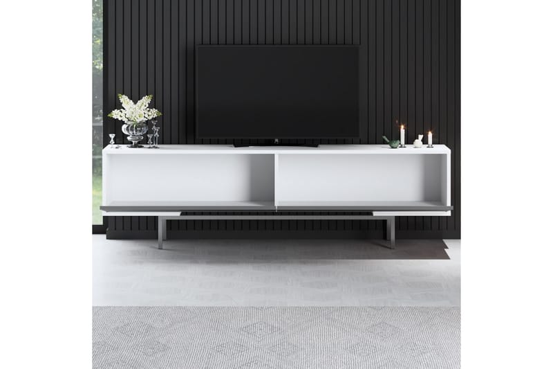 Germaine Tv-bänk 180 cm - Antracit/Vit/Silver - Möbler - TV- & Mediamöbler - TV bänk & mediabänk