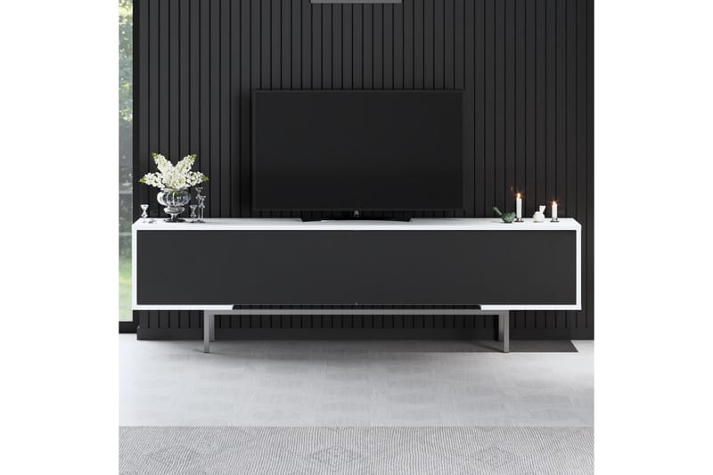 Germaine Tv-bänk 180 cm - Svart/Vit/Silver - Möbler - TV- & Mediamöbler - TV bänk & mediabänk