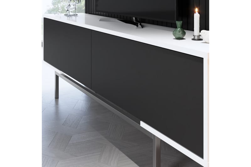 Germaine Tv-bänk 180 cm - Svart/Vit/Silver - Möbler - TV- & Mediamöbler - TV bänk & mediabänk