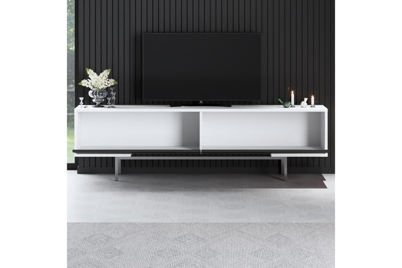 Germaine Tv-bänk 180 cm - Svart/Vit/Silver - Möbler - TV- & Mediamöbler - TV bänk & mediabänk