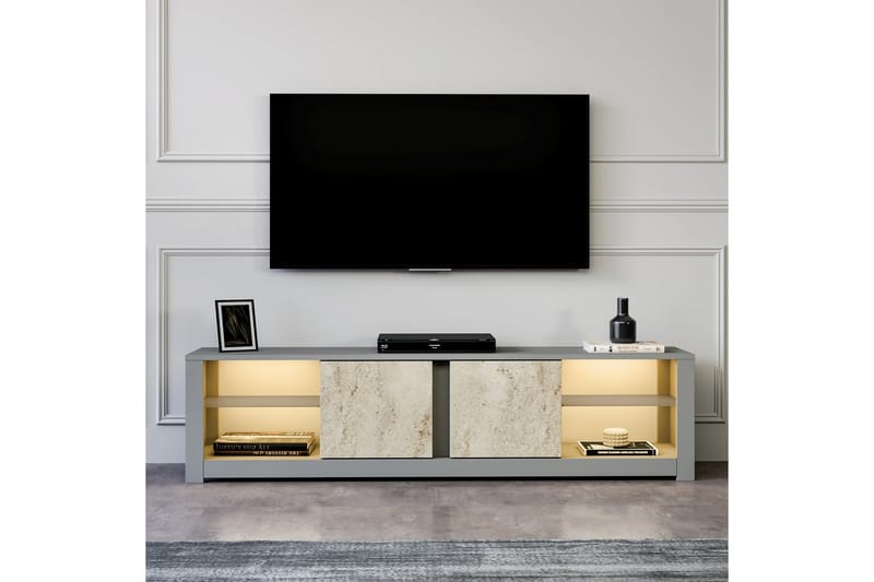 Griselda Tv-bänk 180 cm - Grå/Travertin - Möbler - TV- & Mediamöbler - TV bänk & mediabänk