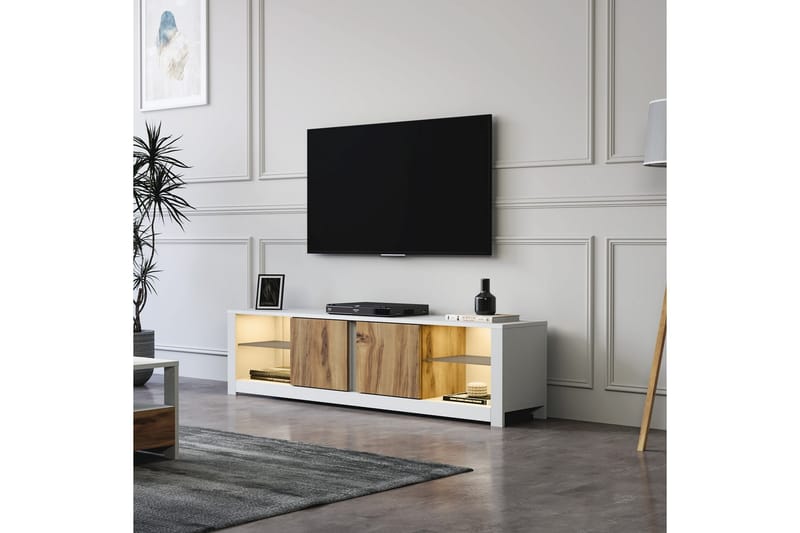 Griselda Tv-bänk 180 cm - Vit/Ek - Möbler - TV- & Mediamöbler - TV bänk & mediabänk