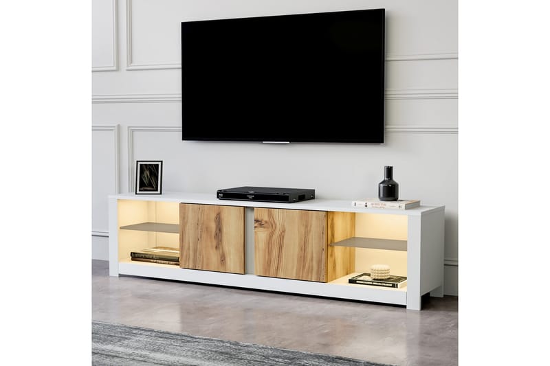 Griselda Tv-bänk 180 cm - Vit/Ek - Möbler - TV- & Mediamöbler - TV bänk & mediabänk