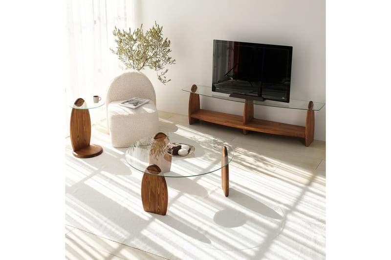 Guinn Tv-bänk 160 cm - Brun/Transparent - Möbler - TV- & Mediamöbler - TV bänk & mediabänk