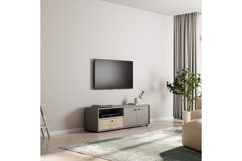 Gwen Tv-bänk 136 cm - Grå/Travertine - Möbler - TV- & Mediamöbler - TV bänk & mediabänk