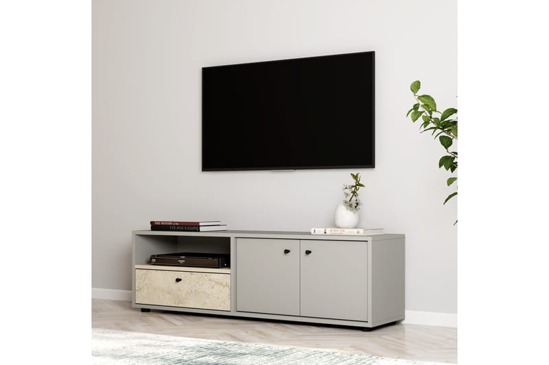 Gwen Tv-bänk 136 cm - Grå/Travertine - Möbler - TV- & Mediamöbler - TV bänk & mediabänk