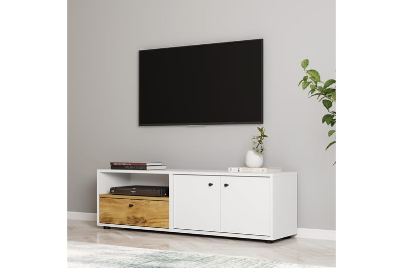 Gwen Tv-bänk 136 cm - Vit/Ek - Möbler - TV- & Mediamöbler - TV bänk & mediabänk