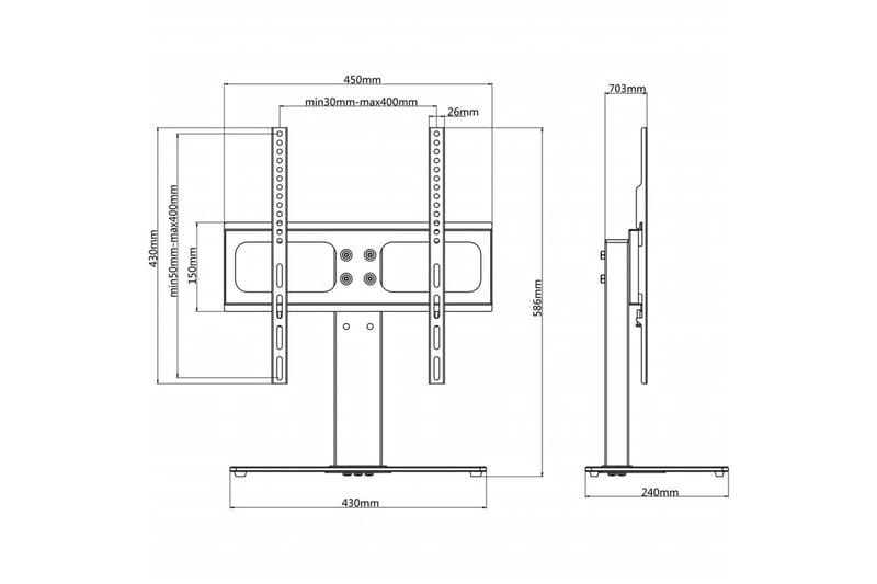 TV-stöd med fot 400x400 mm 23 - 55 - Svart - Möbler - TV- & Mediamöbler - Mediastativ & väggfäste - Tv-stativ & Tv-väggfäste