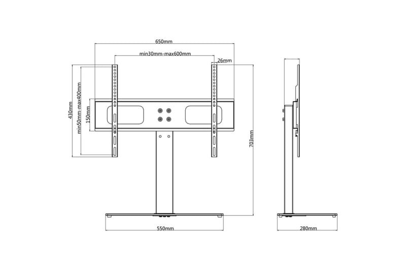 TV-stöd med fot 600x400 mm 32 - 70 - Svart - Möbler - TV- & Mediamöbler - Mediastativ & väggfäste - Tv-stativ & Tv-väggfäste