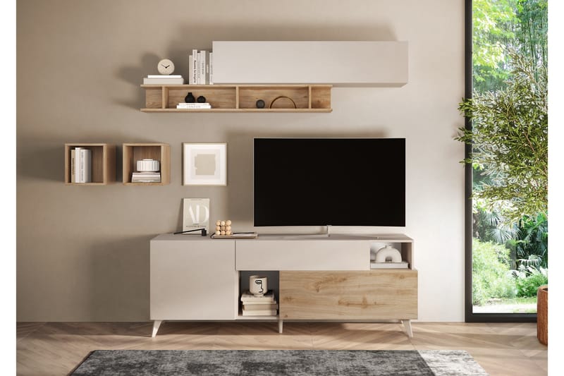 Monaco Tv-bänk 181x42 cm - Brun/Vit - Möbler - TV- & Mediamöbler - TV bänk & mediabänk