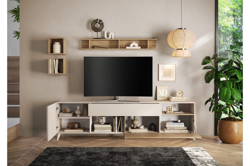 Monaco Tv-bänk 241x42 cm - Brun/Vit - Möbler - TV- & Mediamöbler - TV bänk & mediabänk