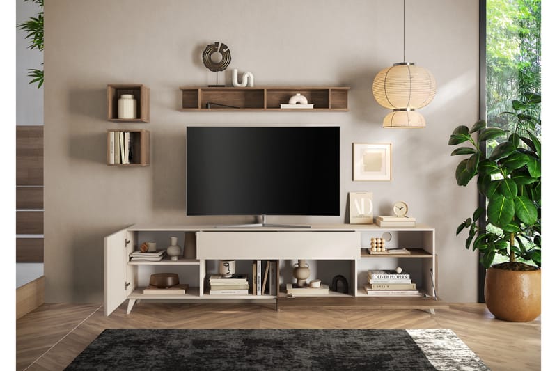 Monaco Tv-bänk 241x42 cm - Brun/Vit - Möbler - TV- & Mediamöbler - TV bänk & mediabänk