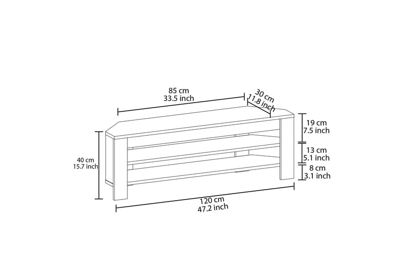 Oderzo Tv-bänk 120 cm - Ek - Möbler - TV- & Mediamöbler - TV bänk & mediabänk