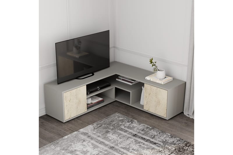 Pienk Tv-bänk 125 cm - Grå/Travertine - Möbler - TV- & Mediamöbler - TV bänk & mediabänk