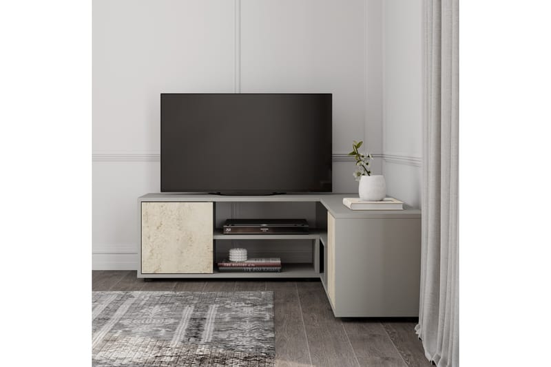 Pienk Tv-bänk 125 cm - Grå/Travertine - Möbler - TV- & Mediamöbler - TV bänk & mediabänk