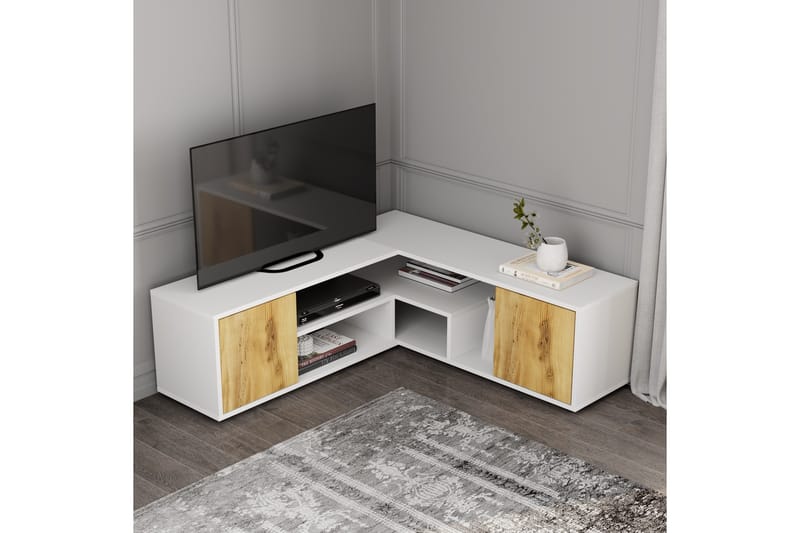 Pienk Tv-bänk 125 cm - Vit/Ek - Möbler - TV- & Mediamöbler - TV bänk & mediabänk