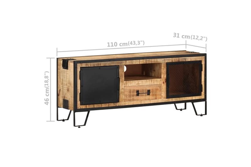 TV-bänk 110x31x46 cm grovt mangoträ - Flerfärgad - Möbler - TV- & Mediamöbler - TV bänk & mediabänk