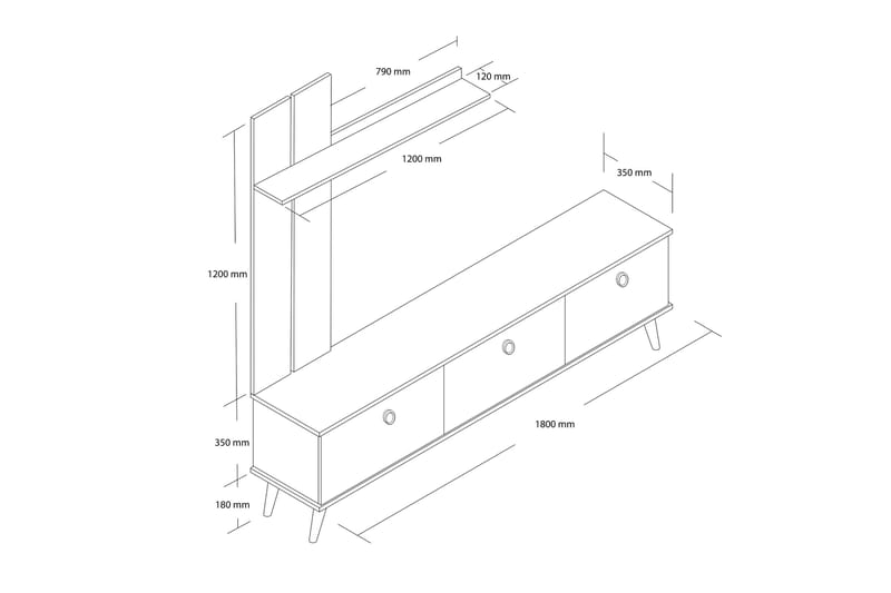 Tv-bänk Apslawn 180 cm - Ek - Möbler - TV- & Mediamöbler - TV bänk & mediabänk