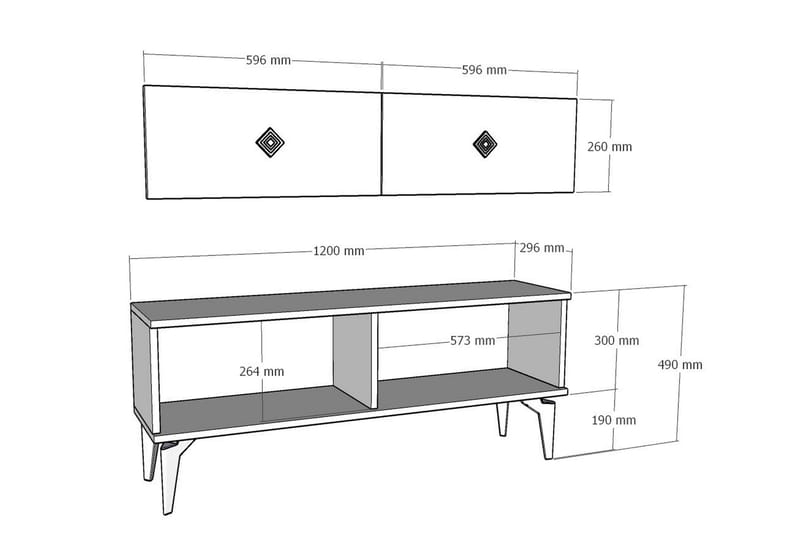 Tv-bänk Arel 120 cm - Vit/Guld - Möbler - TV- & Mediamöbler - TV bänk & mediabänk