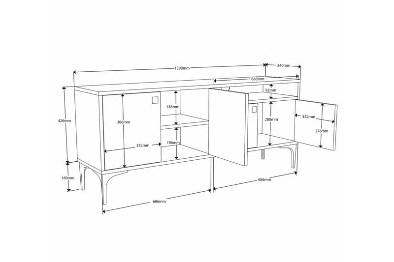 Tv-bänk Artemis 139 cm - Ek - Möbler - TV- & Mediamöbler - TV bänk & mediabänk