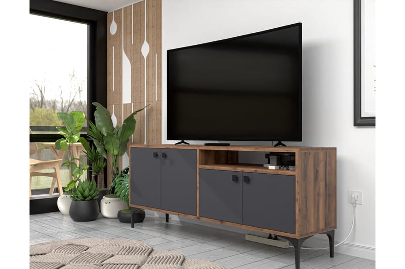 Tv-bänk Artemis 139 cm - Valnöt/Antracit - Möbler - TV- & Mediamöbler - TV bänk & mediabänk