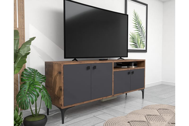 Tv-bänk Artemis 139 cm - Valnöt/Antracit - Möbler - TV- & Mediamöbler - TV bänk & mediabänk