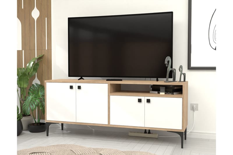 Tv-bänk Artemis 139 cm - Vit/Ek - Möbler - TV- & Mediamöbler - TV bänk & mediabänk