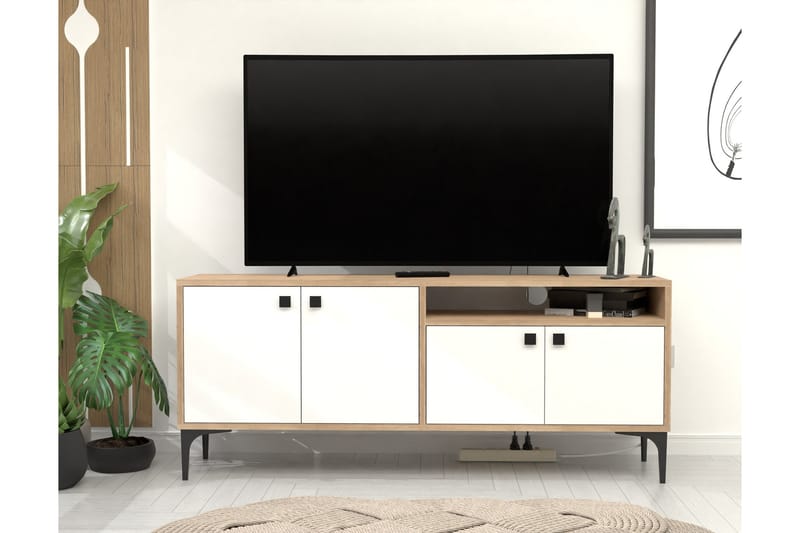 Tv-bänk Artemis 139 cm - Vit/Ek - Möbler - TV- & Mediamöbler - TV bänk & mediabänk