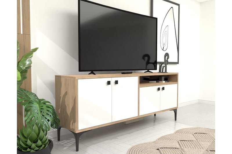 Tv-bänk Artemis 139 cm - Vit/Ek - Möbler - TV- & Mediamöbler - TV bänk & mediabänk