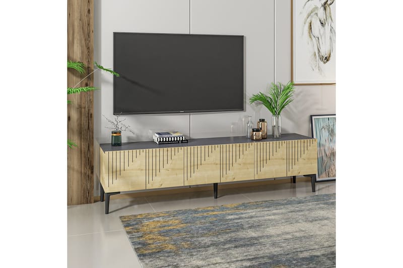 Tv-bänk Artemis 180x37 cm Brun/Svart - Hanah Home - Möbler - TV- & Mediamöbler - TV bänk & mediabänk