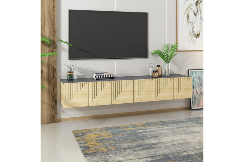 Tv-bänk Artemis 180x37 cm Brun/Svart - Hanah Home - Möbler - TV- & Mediamöbler - TV bänk & mediabänk