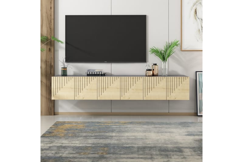 Tv-bänk Artemis 180x37 cm Brun/Svart - Hanah Home - Möbler - TV- & Mediamöbler - TV bänk & mediabänk