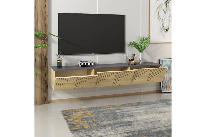 Tv-bänk Artemis 180x37 cm Brun/Svart - Hanah Home - Möbler - TV- & Mediamöbler - TV bänk & mediabänk