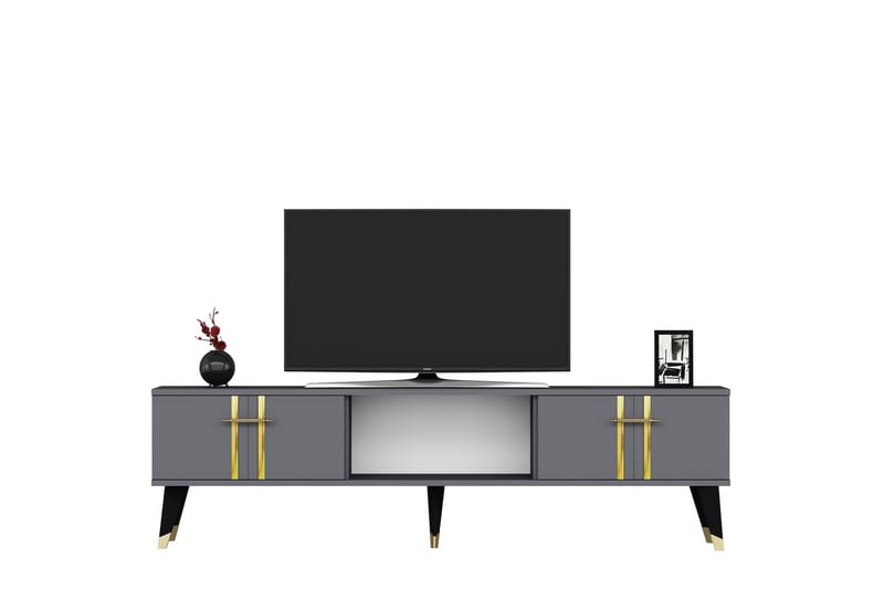 Tv-bänk Aselna 150 cm - Antracit/Guld - Möbler - TV- & Mediamöbler - TV bänk & mediabänk