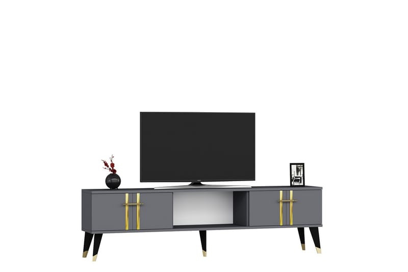 Tv-bänk Aselna 150 cm - Antracit/Guld - Möbler - TV- & Mediamöbler - TV bänk & mediabänk