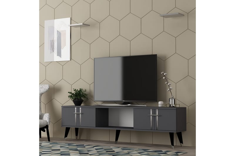 Tv-bänk Aselna 150 cm - Antracit/Silver - Möbler - TV- & Mediamöbler - TV bänk & mediabänk